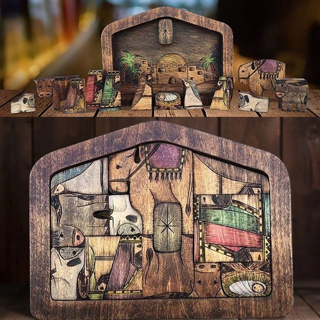Nativity Puzzle Wooden Jesus Puzzles Set Jigsaw Game