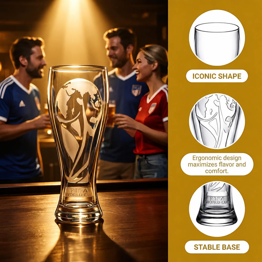 World Cup 2026 Trophy Crystal Glass Set with Gold Bottle Opener – Collector's Gift Box