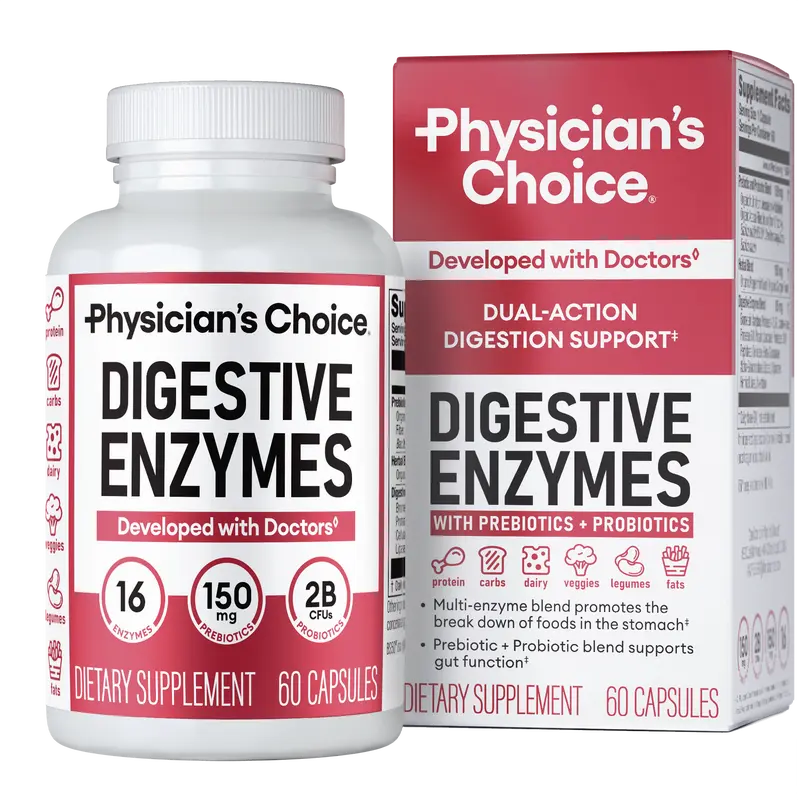 Physician's Choice Digestive Enzymes - Bloating & Mealtime Discomfort Support with Probiotics + Prebiotics for Digestion & Gut Health