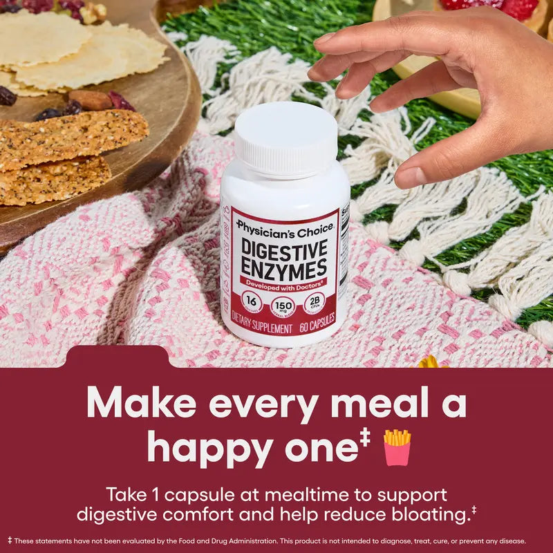 Physician's Choice Digestive Enzymes - Bloating & Mealtime Discomfort Support with Probiotics + Prebiotics for Digestion & Gut Health